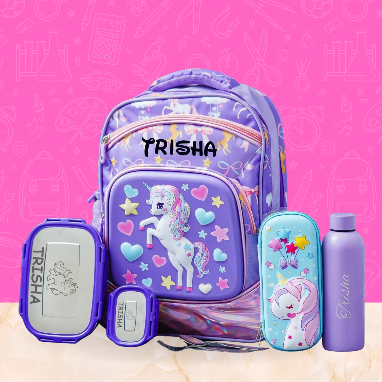 Unicorn School Combo Bag - Purple