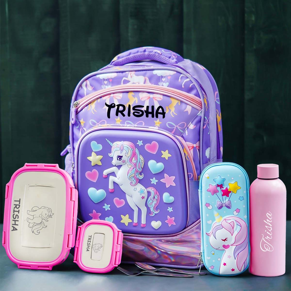 Unicorn School Combo Bag - Purple