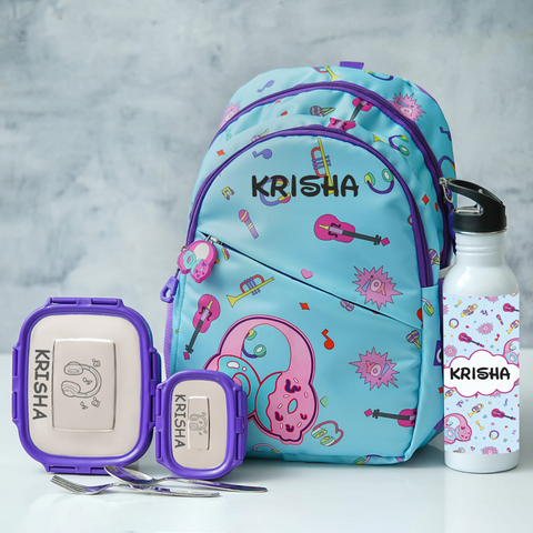 Headphone Theme Personalized Kids School Bag – Nursery