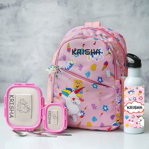 Unicorn Nursery Customized kids bag combo