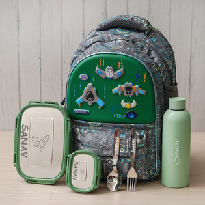 Game Over Theme Personalized Kids School Bag – Green