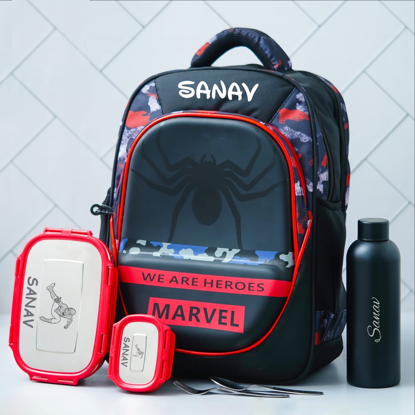 Spiderman Theme Personalized Kids School Bag