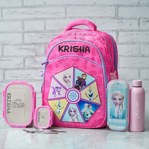 Pink Frozen Theme Personalized Kids School Bag – Senior