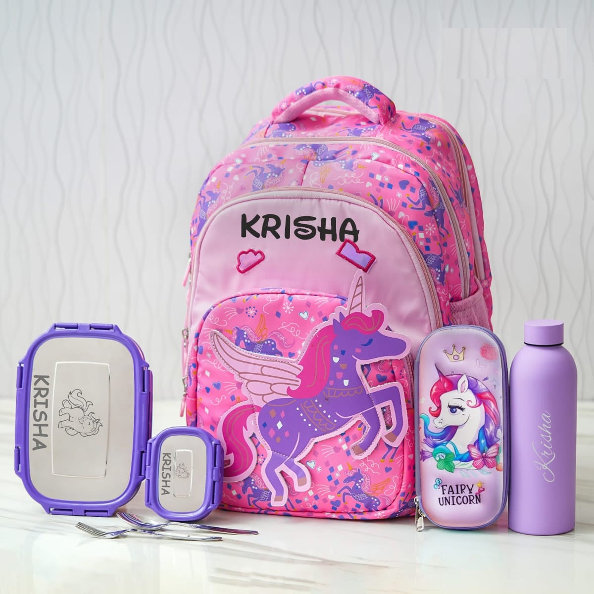 Unicorn 3D Patch Personalized Kids School Bag – Senior
