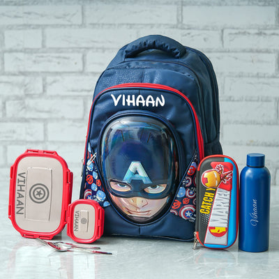 Captain America Personalized Premium Kids School Bag