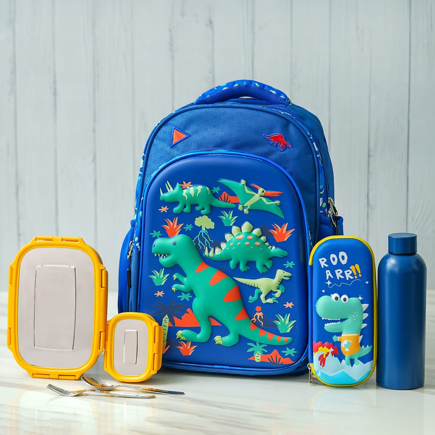 Dinosaur Shell Personalized Kids School Bag (Blue)