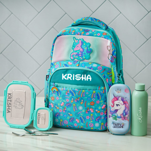 Unicorn Holographic Personalized Kids School Bag – Green