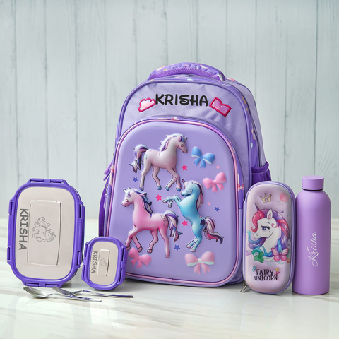 Unicorn Shell Personalized Kids School Bag – Violet