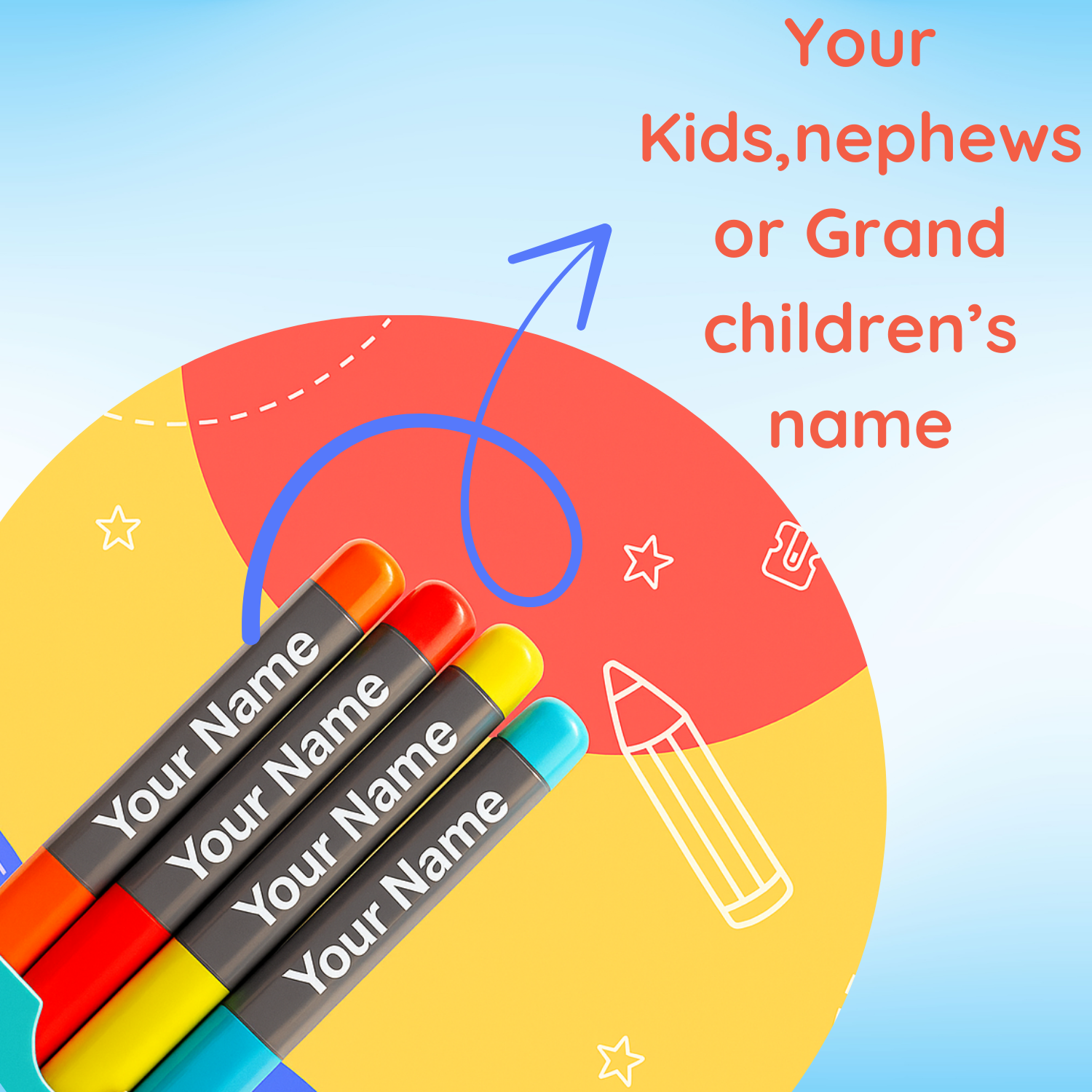 Customized Name Pencils for Kids (Pack of 10 Pencils)