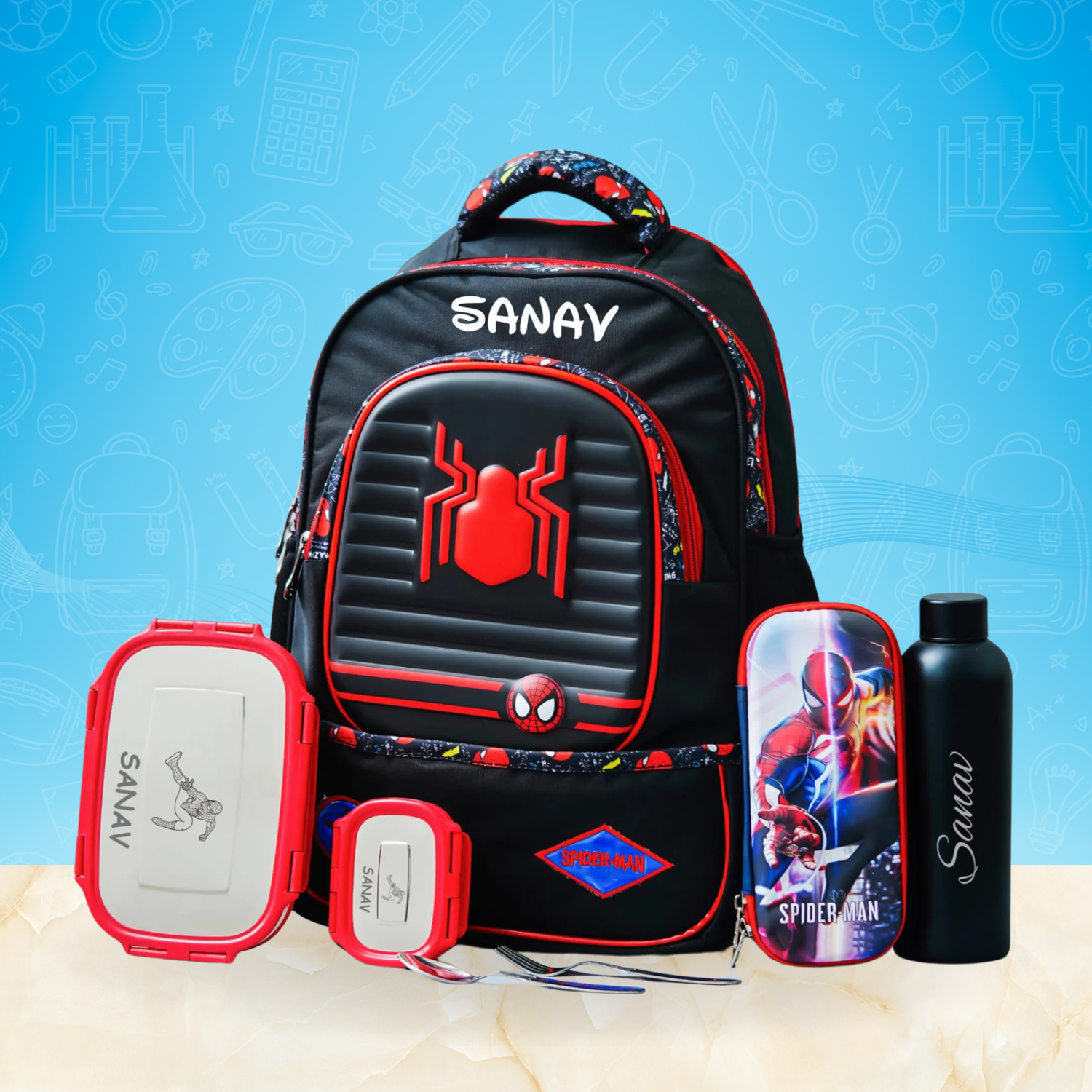Premium Spider Man School bag Combo