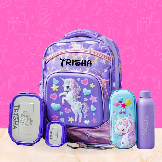 Unicorn School Combo Bag - Purple