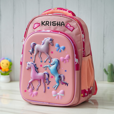 Unicorn Shell Personalized Kids School Bag – Peach
